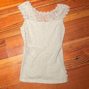 Grey lace top cap sleeve